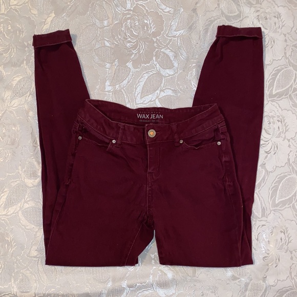 Basic Wear Wax Jean Burgundy Mid Rise Jeans - Picture 2 of 4